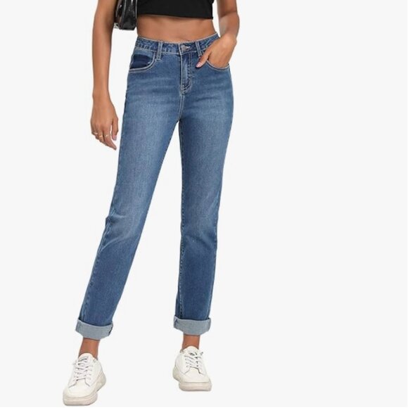 Decivi | Classic Straight Leg Mid Rise Stretch Denim Jeans Ankle Length Large - Picture 2 of 10